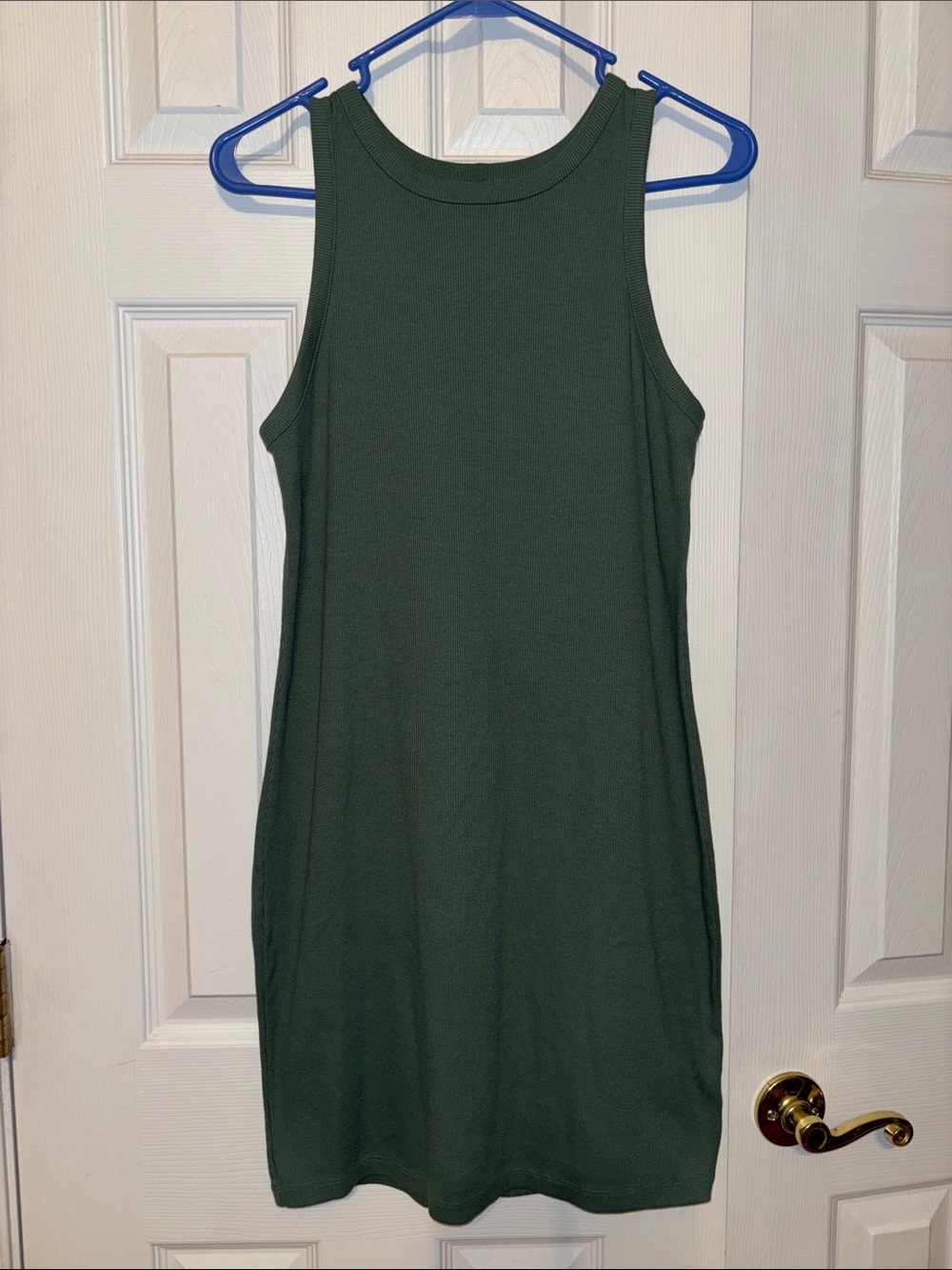 a new day Green Ribbed Tank Mini Dress